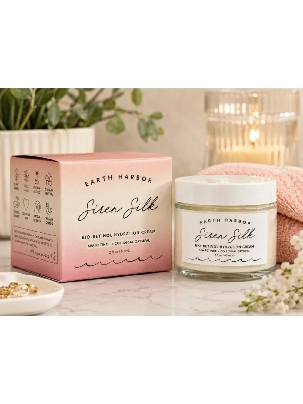 Earth Harbor Siren Silk Bio-Retinol Hydration Cream 2 oz 60 mL Sea Retinol Collo